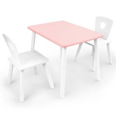 Комплект детской мебели стол и два стула Корона  (Розовый/Белый/Белый) в Челябинске - chelyabinsk.mebel24.online | фото