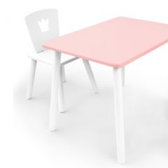 Комплект детской мебели стол и стул Корона (Розовый/Белый/Белый) в Челябинске - chelyabinsk.mebel24.online | фото