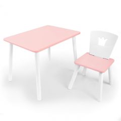 Комплект детской мебели стол и стул Корона (Розовый/Розовый/Белый) в Челябинске - chelyabinsk.mebel24.online | фото