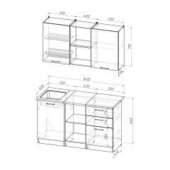 Кухонный гарнитур Надежда медиум 4 1400 мм в Челябинске - chelyabinsk.mebel24.online | фото 2