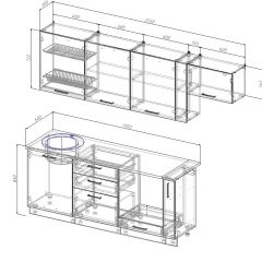 Кухонный гарнитур Вегас 2550 (Стол. 26мм) в Челябинске - chelyabinsk.mebel24.online | фото 2