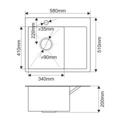 Мойка HD5851L MELANA ProfLine 3,0/200 САТИН врезная прямоугольная с коландером HD5851L в Челябинске - chelyabinsk.mebel24.online | фото 2