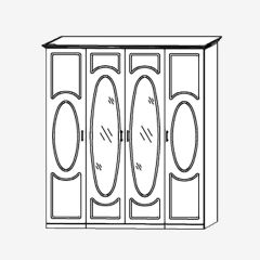 Прованс-2 Шкаф 4-х дверный с 2 зеркалами (Итальянский орех/Груша с платиной черной) в Челябинске - chelyabinsk.mebel24.online | фото
