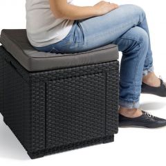 Пуфик Куб с подушкой (Cube with cushion) коричневый - серо-бежевый* в Челябинске - chelyabinsk.mebel24.online | фото 2