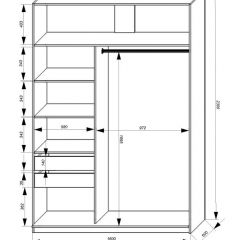 Шкаф-купе 1600 серии SOFT D1+D3+B2+PL1 (2 ящика+1штанга) профиль «Графит» в Челябинске - chelyabinsk.mebel24.online | фото 4