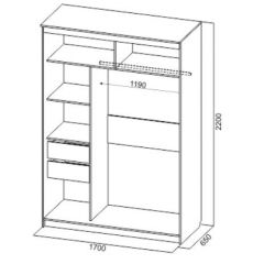 Шкаф-купе №19 Серия 3 Квадро (1700) Ясень Анкор светлый в Челябинске - chelyabinsk.mebel24.online | фото 4