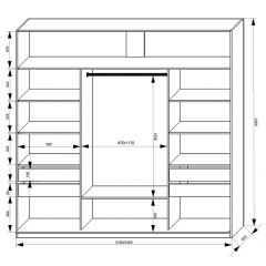Шкаф-купе 2100 серии SOFT D2+D7+D3+B22+PL2 (по 2 ящика лев/прав+1штанга+1полка) профиль «Графит» в Челябинске - chelyabinsk.mebel24.online | фото 3