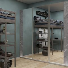 Шкаф-купе 2250 серии SILVER S3+S1+S3Z B22+PL2 (по 2 ящика лев/прав+1штанга+1 полка) профиль «Серебро» в Челябинске - chelyabinsk.mebel24.online | фото