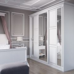 Шкаф-купе 2450 серии NEW CLASSIC K6Z+K1+K6+B22+PL2 (по 2 ящика лев/прав+1 штанга+1 полка) профиль «Капучино» в Челябинске - chelyabinsk.mebel24.online | фото 1