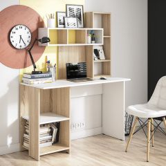 Стол компьютерный Олимп (дуб сонома/белый) в Челябинске - chelyabinsk.mebel24.online | фото