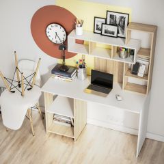 Стол компьютерный Олимп (дуб сонома/белый) в Челябинске - chelyabinsk.mebel24.online | фото 2