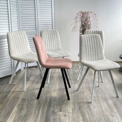 Стул ELVIS WZ2042-01 молочный фактурный велюр / белый каркас М-City в Челябинске - chelyabinsk.mebel24.online | фото 2