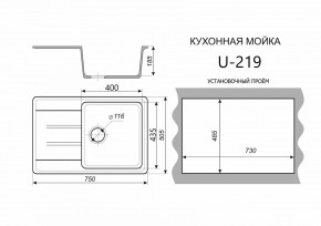 Каменная мойка ULSTONE U-219 (755х505) в Челябинске - chelyabinsk.mebel24.online | фото 2