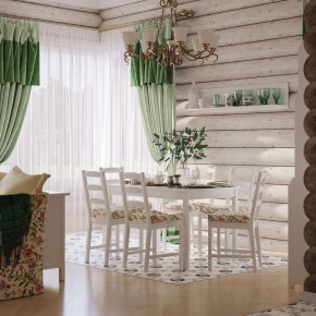 Комлект Вествик обеденный стол и четыре стула, массив сосны, цвет белый в Челябинске - chelyabinsk.mebel24.online | фото 1
