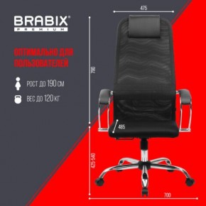 Кресло BRABIX PREMIUM "Ultimate EX-800" хром, плотная двойная сетка Х2, черное, 532911 в Челябинске - chelyabinsk.mebel24.online | фото 6