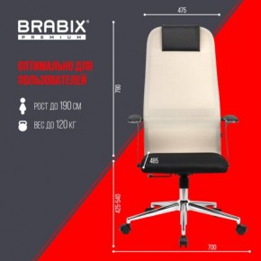 Кресло офисное BRABIX PREMIUM "Ultimate EX-801" хром, плотная двойная сетка Х2, черное/бежевое, 532919 в Челябинске - chelyabinsk.mebel24.online | фото 6
