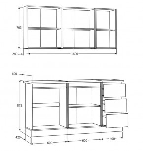 Кухня Хилтон 1.6 м (Белый текстурный/Дуб Вотан) в Челябинске - chelyabinsk.mebel24.online | фото 3