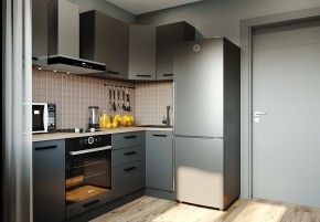 Кухня угловая Антрацит 2200х1000 (Стол. 38мм) в Челябинске - chelyabinsk.mebel24.online | фото 1