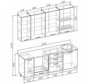 Кухонный гарнитур Антрацит 2200 (Стол. 26мм) в Челябинске - chelyabinsk.mebel24.online | фото 3