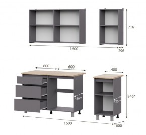 Кухонный гарнитур ДЕНВЕР (1600) Графит серый/Дуб Сонома в Челябинске - chelyabinsk.mebel24.online | фото 2