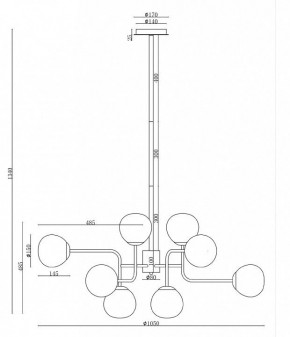 Люстра на штанге Maytoni Erich MOD221-PL-12-G в Челябинске - chelyabinsk.mebel24.online | фото 3