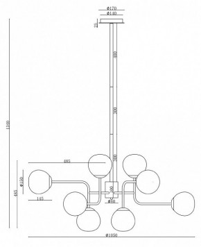 Люстра на штанге Maytoni Erich MOD221-PL-12-N в Челябинске - chelyabinsk.mebel24.online | фото 3