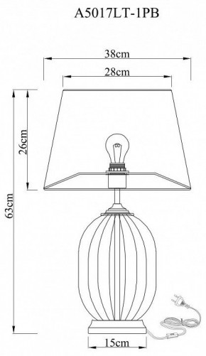 Настольная лампа декоративная Arte Lamp Baymont A5017LT-1PB в Челябинске - chelyabinsk.mebel24.online | фото 3