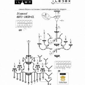 Подвесная люстра iLamp Diamond 6071-18 CR+CL в Челябинске - chelyabinsk.mebel24.online | фото 2