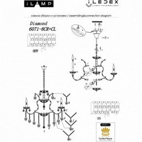 Подвесная люстра iLamp Diamond 6071-8 CR+CL в Челябинске - chelyabinsk.mebel24.online | фото 2