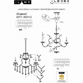 Подвесная люстра iLamp Diamond 6071-8 GD+CL в Челябинске - chelyabinsk.mebel24.online | фото 2