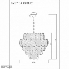 Подвесная люстра iLamp Rivoli 15617-14 CR+MULT в Челябинске - chelyabinsk.mebel24.online | фото 3