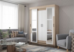 Шкаф-купе с зеркалами VICTOR (Сонома-Белый) в Челябинске - chelyabinsk.mebel24.online | фото