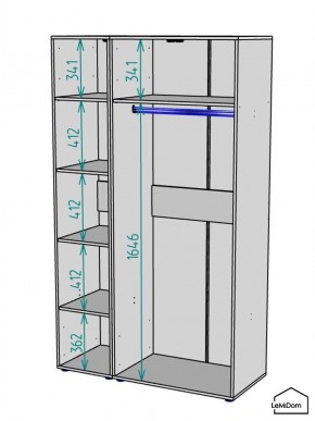 Шкаф Linnea MHR-3-1 2050х1200х510 (Графит-М 11.1.25) в Челябинске - chelyabinsk.mebel24.online | фото 3