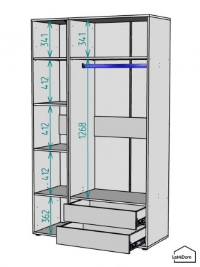 Шкаф Linnea MHR-3PO-2 2050х1200х510 (Белый-М 11.1.2) в Челябинске - chelyabinsk.mebel24.online | фото 3