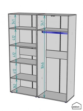 Шкаф Linnea MHR-4-1 2050х1600х510 (Графит-М 11.1.25) в Челябинске - chelyabinsk.mebel24.online | фото 3