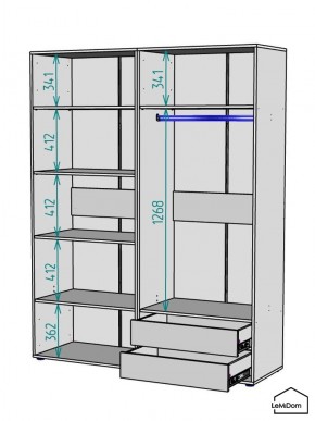 Шкаф Linnea MHR-4PO-2 2050х1600х510 (Белый-М 11.1.1) в Челябинске - chelyabinsk.mebel24.online | фото 3