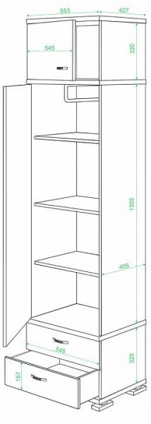Шкаф платяной Домино КС-10 в Челябинске - chelyabinsk.mebel24.online | фото 2