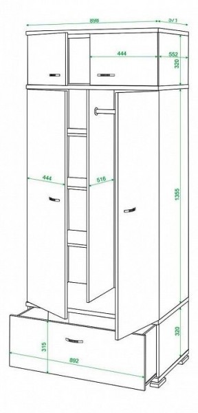 Шкаф платяной Домино КС-20 в Челябинске - chelyabinsk.mebel24.online | фото 3