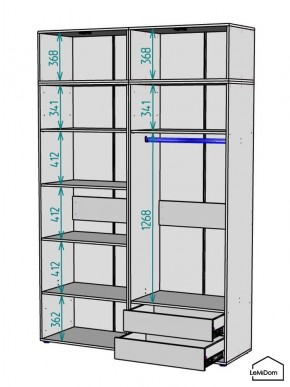 Шкаф с антресолью Linnea MHR-4A-2 2450х1600х510 (ДВ-М 11.1.25) в Челябинске - chelyabinsk.mebel24.online | фото 3