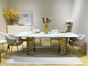 Стол CHIAVARI 220 KL-188 Контрастный мрамор матовый, итальянская керамика / Шампань, ®DISAUR в Челябинске - chelyabinsk.mebel24.online | фото 2