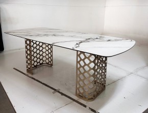 Стол CHIAVARI 220 KL-188 Контрастный мрамор матовый, итальянская керамика / Шампань, ®DISAUR в Челябинске - chelyabinsk.mebel24.online | фото 6
