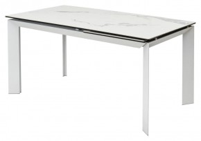 Стол CREMONA 140 HIGH GLOSS STATUARIO Белый мрамор глянцевый, керамика/ белый каркас, ®DISAUR в Челябинске - chelyabinsk.mebel24.online | фото 1