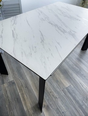 Стол CREMONA 180 KL-99 Белый мрамор матовый, итальянская керамика / черный каркас, ®DISAUR в Челябинске - chelyabinsk.mebel24.online | фото 2