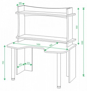 Стол компьютерный Домино Lite СКЛ-Игр140+НКИЛ140ВЛ в Челябинске - chelyabinsk.mebel24.online | фото 3