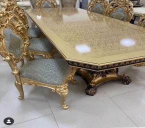 Стол прямоугольный раскладной Изабелла GOLD (столешница под мрамор) 2500(3000)*1100 в Челябинске - chelyabinsk.mebel24.online | фото
