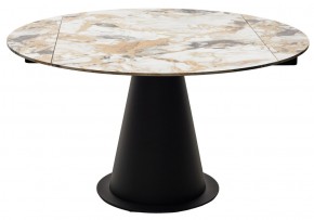 Стол TERAMO 135 GLOSS GRAND JADE SOLID CERAMIC, керамика, поворотн.механизм / Черный каркас, ®DISAUR в Челябинске - chelyabinsk.mebel24.online | фото