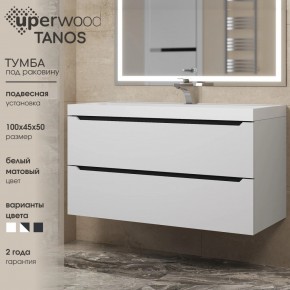 Тумба под раковину Uperwood Tanos 100 см, подвесная, белая/графит в Челябинске - chelyabinsk.mebel24.online | фото 3