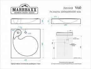 Умывальник над стиральной машиной (600*600х100) Лилия V60 (белый) с кронштейном без сифона (V60) в Челябинске - chelyabinsk.mebel24.online | фото 2